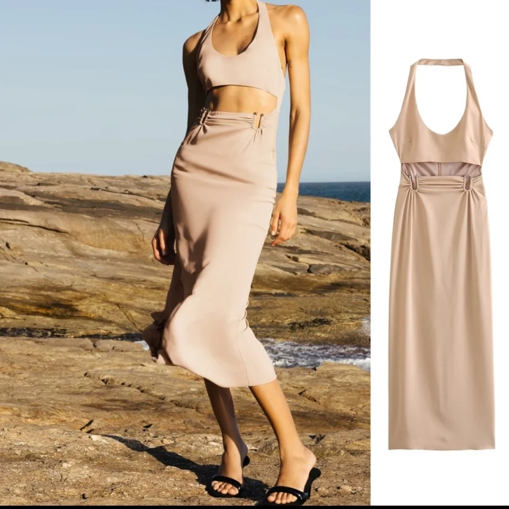 Zara satin effect halter dress